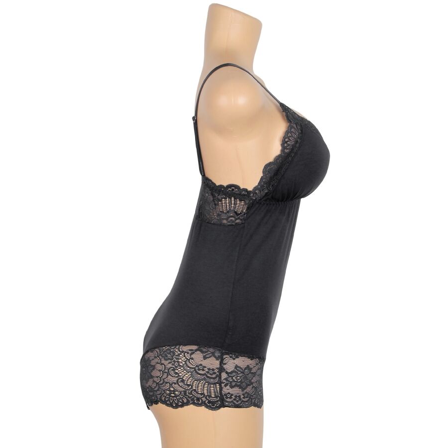 BODY PIZZO FLOREALE NERO, CINGHIE REGOLABILI, MASSIMO COMFORT (S/M)