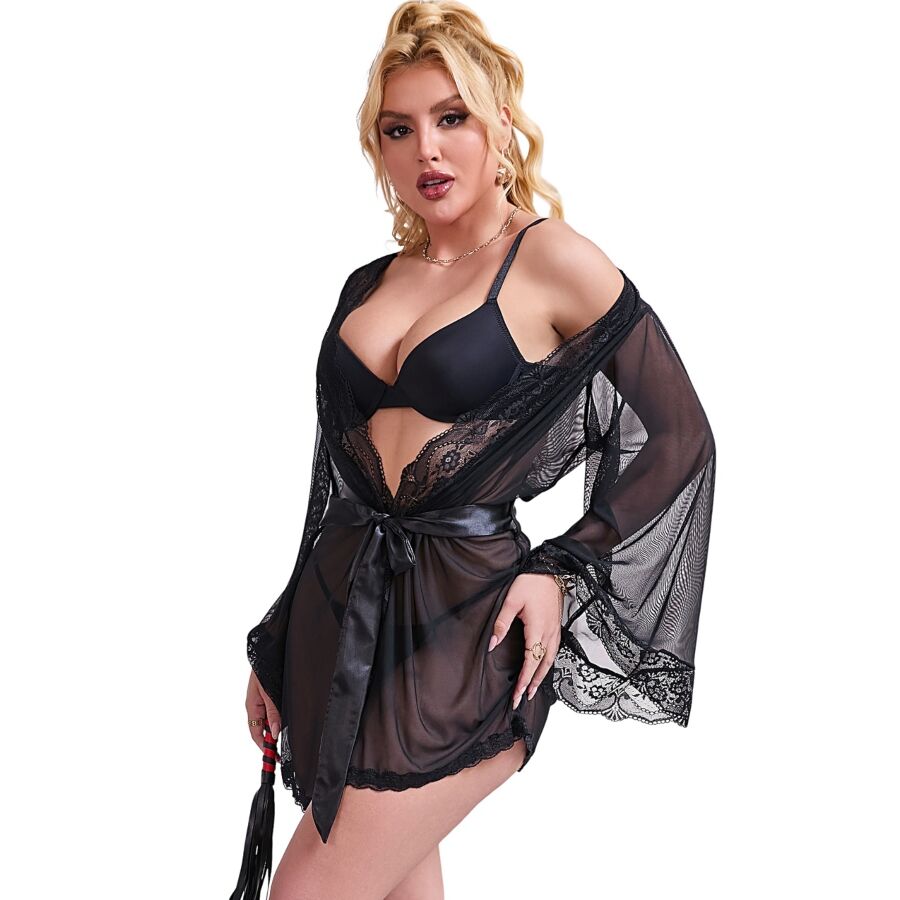 SUBBLIME - BABYDOLL IN TESSUTO TRASPARENTE CON DETTAGLIO IN PIZZO NERO S/M