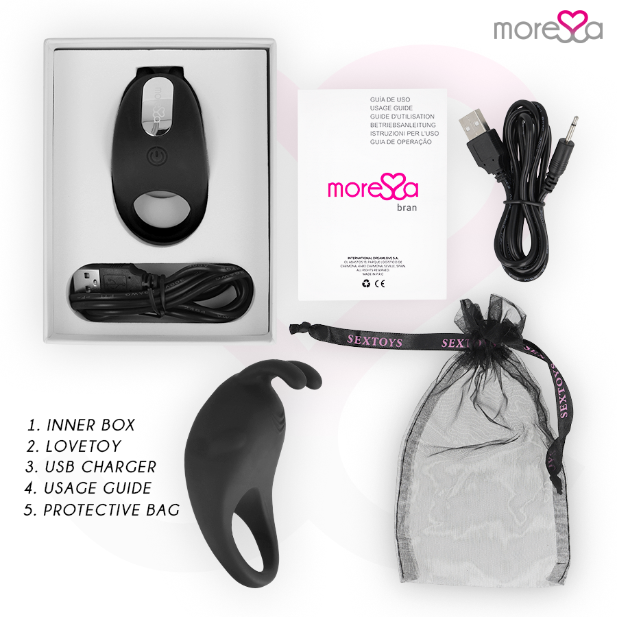MORESSA - BRAD ANELLO CON STIMOLATORE CLITORIDE IN SILICONE NERO