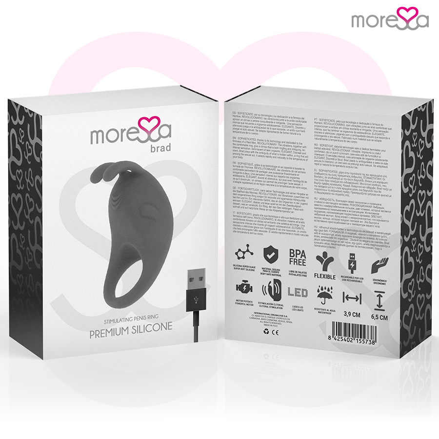 MORESSA - BRAD ANELLO CON STIMOLATORE CLITORIDE IN SILICONE NERO