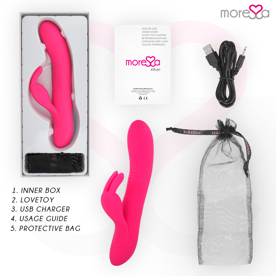 MORESSA -  ETHAN VIBRATORE IN  SILICONE RICARICABILE ROSA