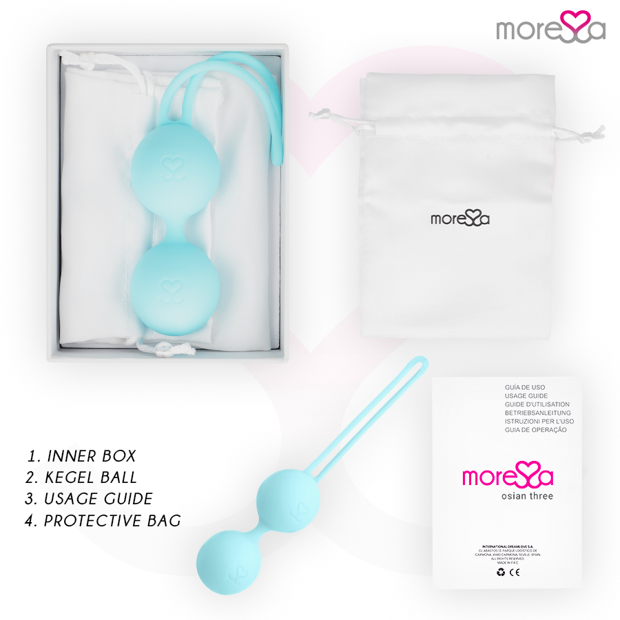MORESSA - OSIAN THREE PREMIUM PALLINE VAGINALI IN SILICONE TURCHESE
