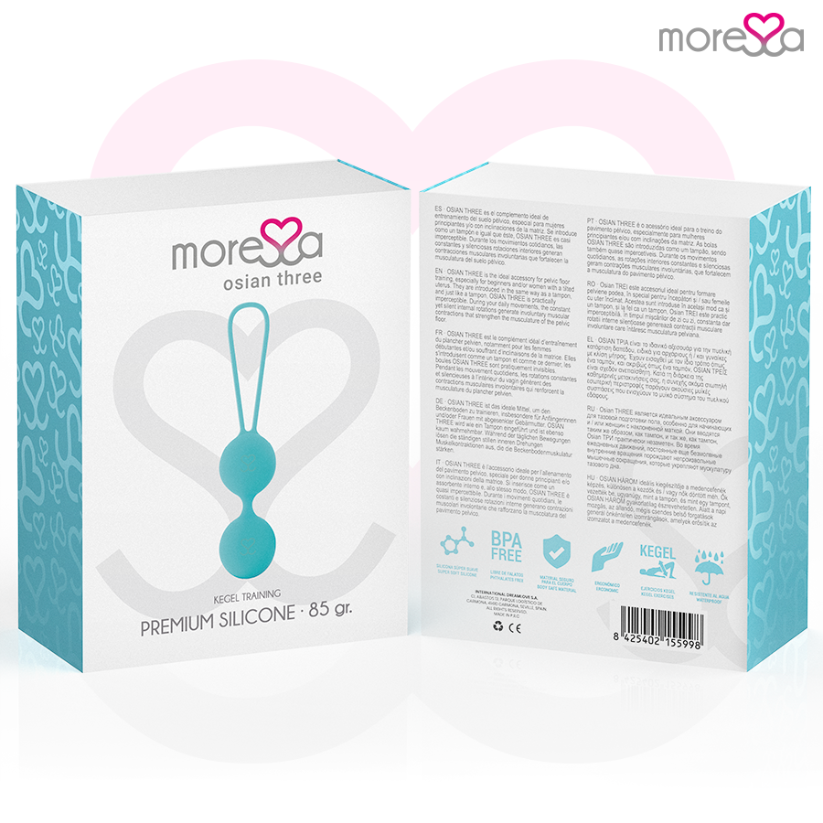 MORESSA - OSIAN THREE PREMIUM PALLINE VAGINALI IN SILICONE TURCHESE