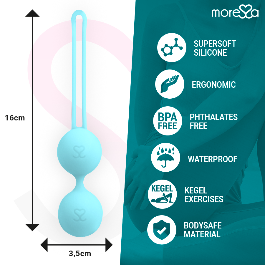 MORESSA - OSIAN TWO PREMIUM PALLINE VAGINALI IN SILICONE TURCHESE
