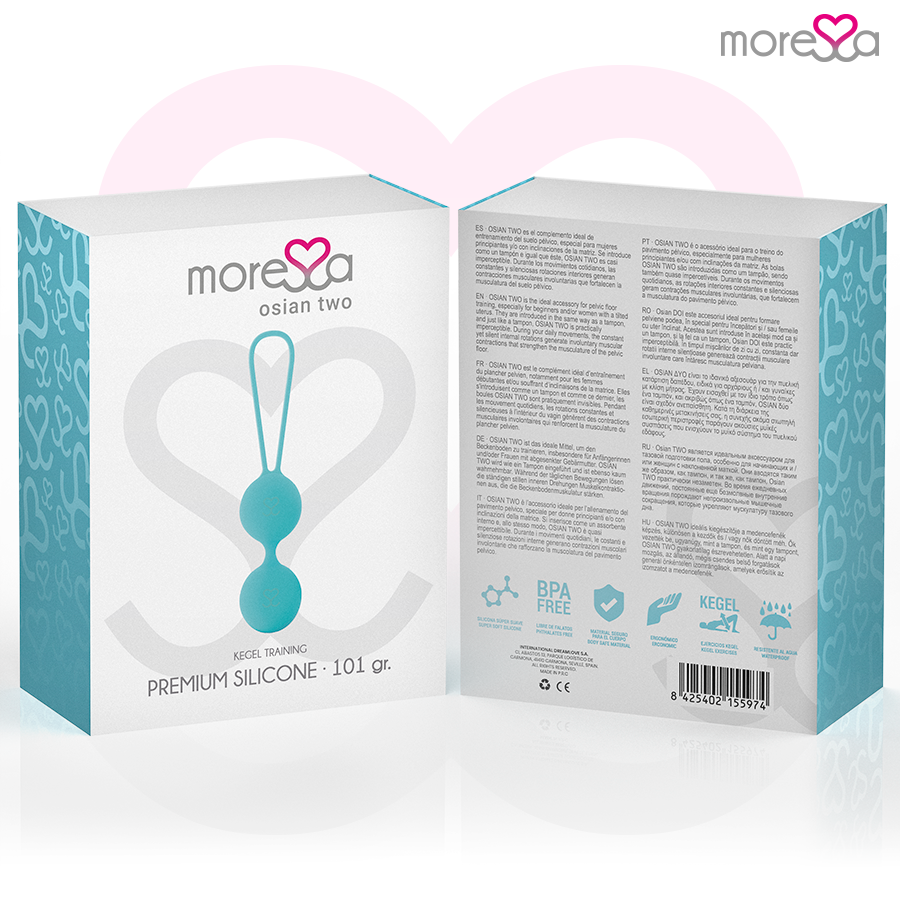 MORESSA - OSIAN TWO PREMIUM PALLINE VAGINALI IN SILICONE TURCHESE