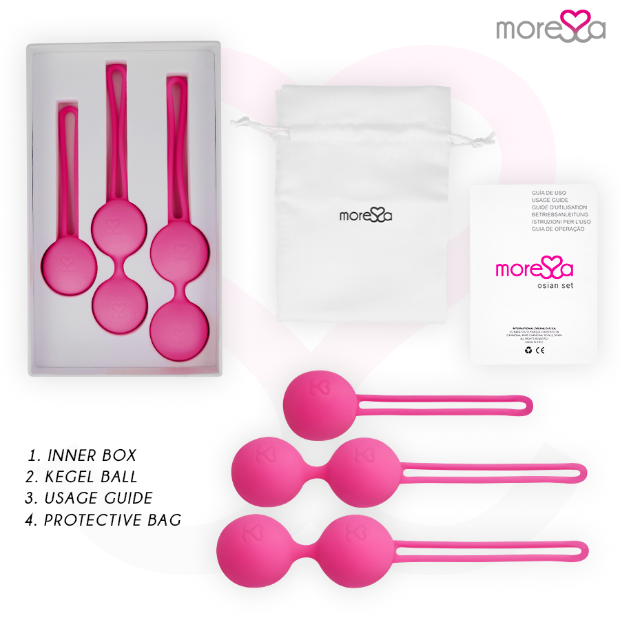 MORESSA - OSIAN SET PREMIUM  PALLINE VAGINALI IN SILICONE ROSA