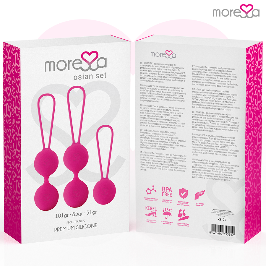 MORESSA - OSIAN SET PREMIUM  PALLINE VAGINALI IN SILICONE ROSA