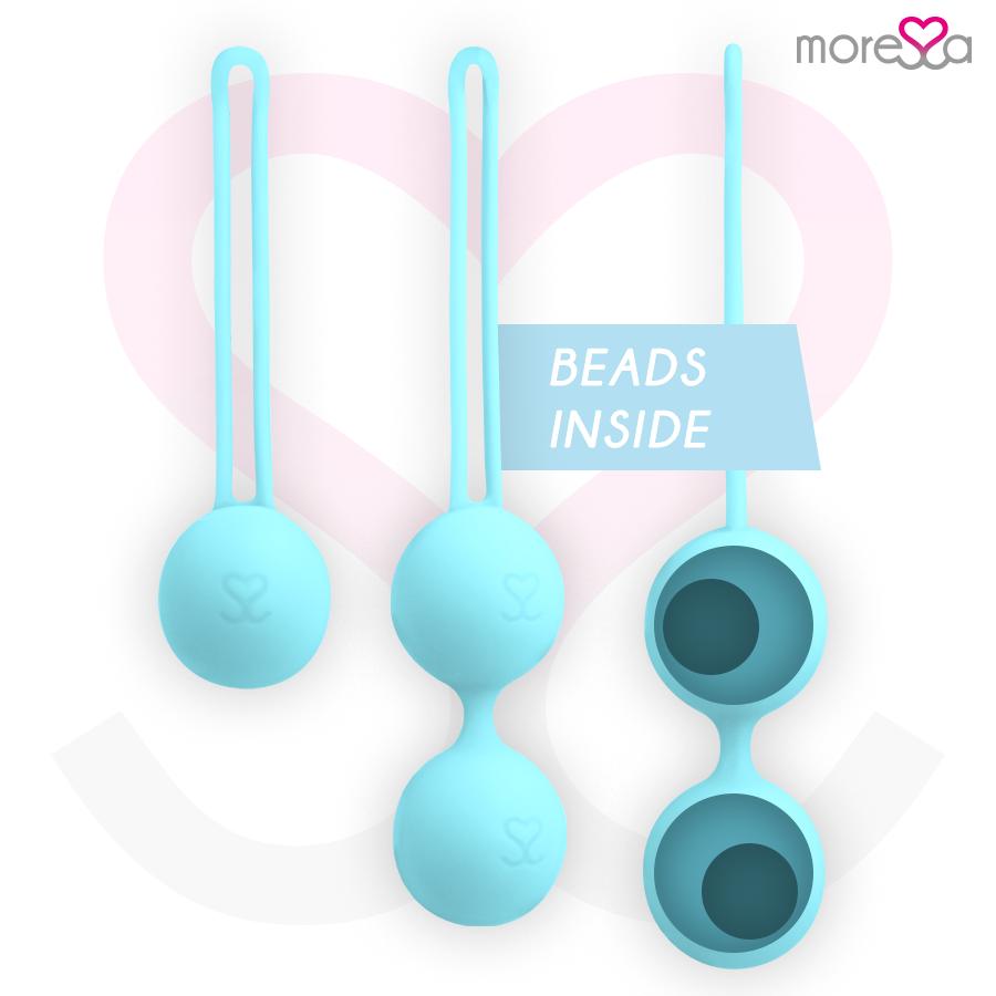 MORESSA - OSIAN SET PREMIUM  PALLINE VAGINALI IN SILICONE TURCHESE