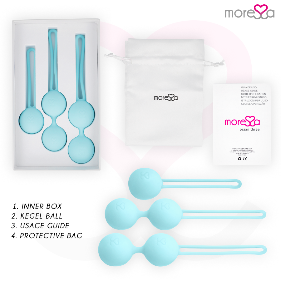MORESSA - OSIAN SET PREMIUM  PALLINE VAGINALI IN SILICONE TURCHESE