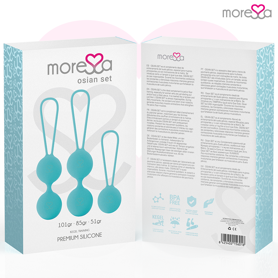 MORESSA - OSIAN SET PREMIUM  PALLINE VAGINALI IN SILICONE TURCHESE
