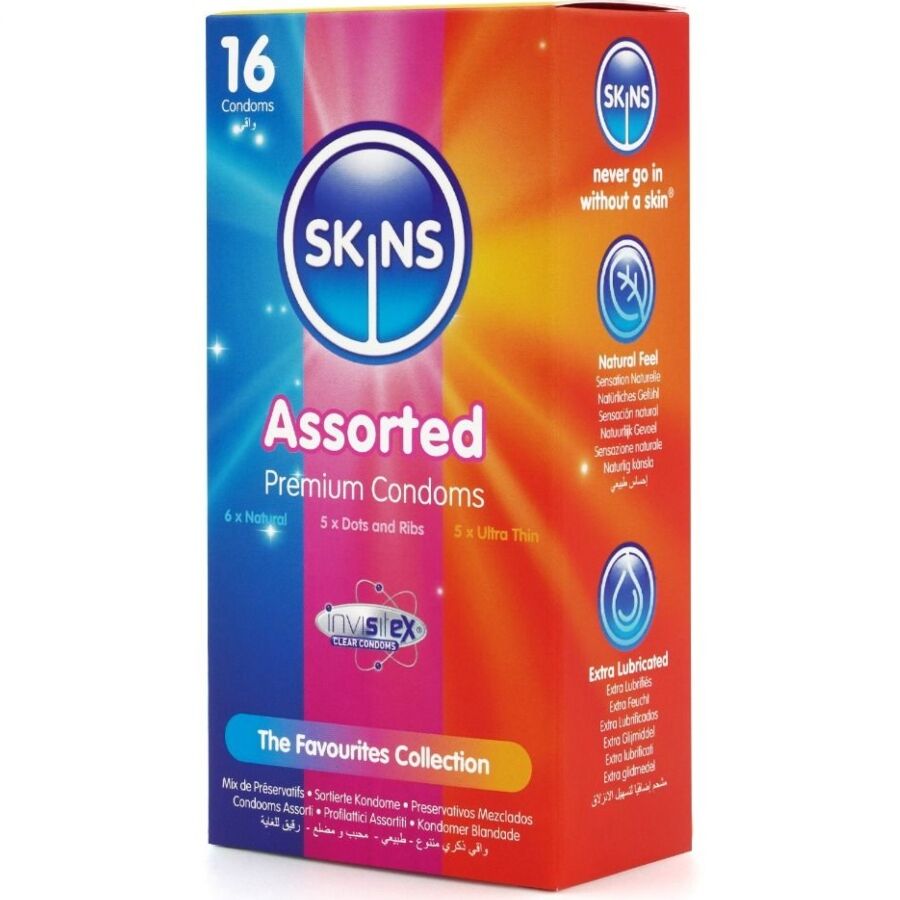 SKINS - CONFEZIONE ASSORTITA DI PRESERVATIVI 16 PZ