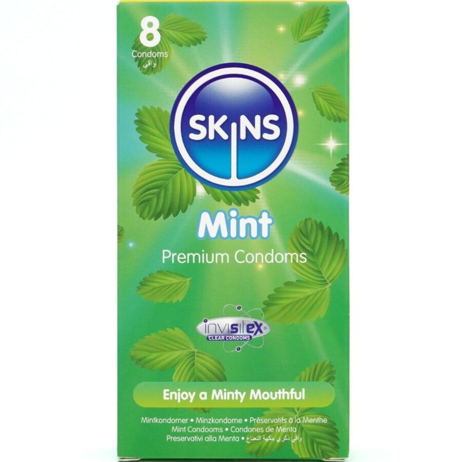 SKINS - PRESERVATIVI AROMATIZZATI AL GUSTO MENTA CONFEZIONE 8 PZ