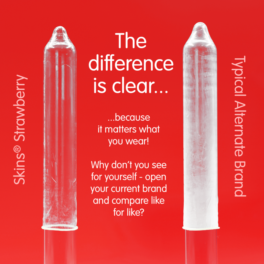 SKINS - PRESERVATIVI AROMATIZZATI AL GUSTO FRAGOLA CONFEZIONE 4 PZ