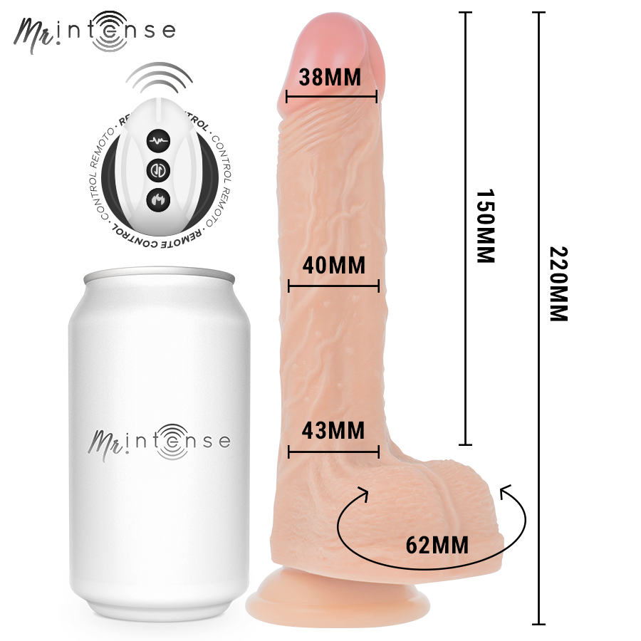 MR INTENSE - BROSNAN DILDO REALISTICO FUNZIONE DI SPINTA CON TELECOMANDO 22 CM -O- 4 CM