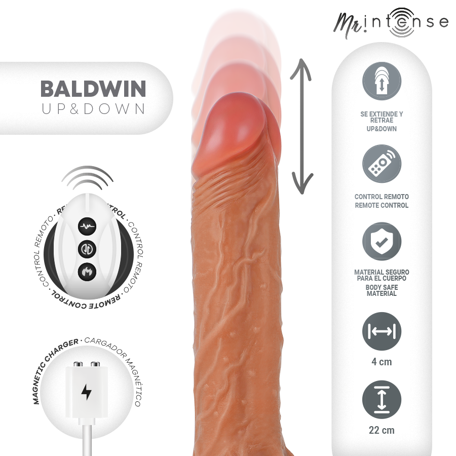 MR INTENSE - BALDWIN DILDO REALISTICO FUNZIONE DI SPINTA CON TELECOMANDO 22 CM -O- 4 CM