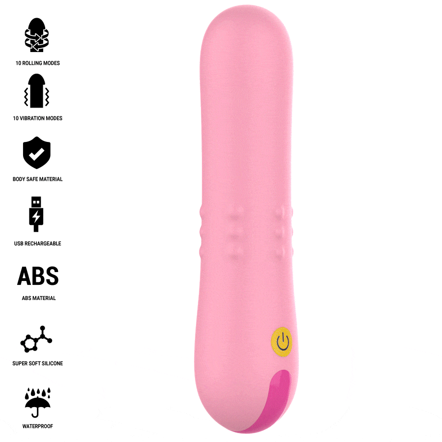VIBRATORE ROLLING BALL, DOPPIA STIMOLAZIONE ROTANTE E VIBRAZIONE, SILICONE MEDICALE, RICARICA USB