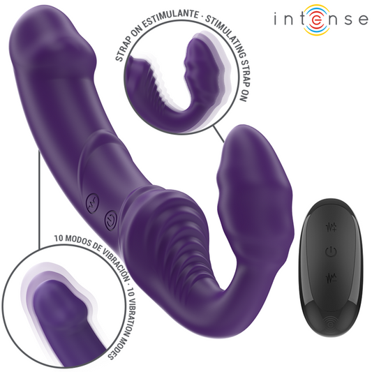 INTENSE - JILL VIBRATORE DOPPIO 20 CM CON TELECOMANDO VIOLA
