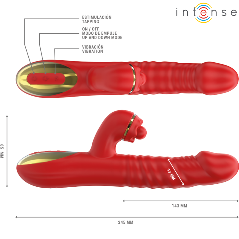 INTENSE - THALIA VIBRATORE SPINTA SU E GIU' E PULSAZIONE ROSSO