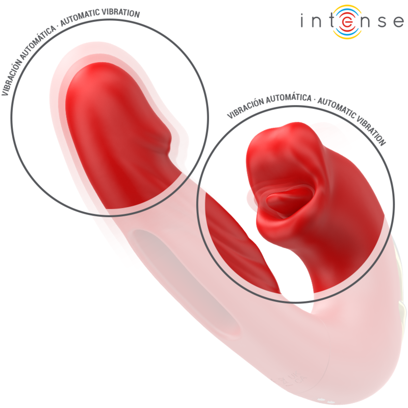 INTENSE - NATHY VIBRATORE MULTIFUNZIONE DOPPIO CON BOCCA STIMOLANTE  ROSSO