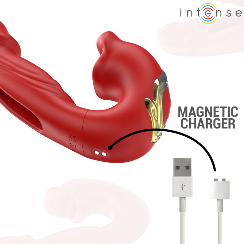 INTENSE - NATHY VIBRATORE MULTIFUNZIONE DOPPIO CON BOCCA STIMOLANTE  ROSSO