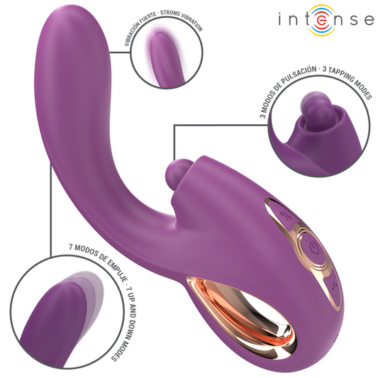 INTENSE - LALI  VIBRATORE MULTIFUNZIONE PUNTO G CON PULSAZIONE E MOVIMENTO DI SPINTA VIOLA
