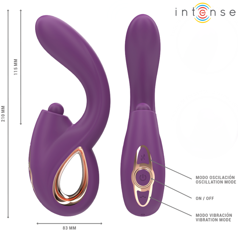 INTENSE - LALI  VIBRATORE MULTIFUNZIONE PUNTO G CON PULSAZIONE, MOVIMENTO DI SPINTA SU E GIU'  VIOLA