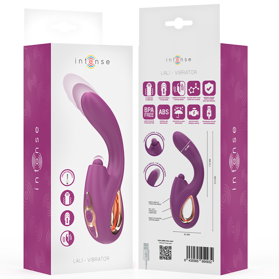 INTENSE - LALI  VIBRATORE MULTIFUNZIONE PUNTO G CON PULSAZIONE, MOVIMENTO DI SPINTA SU E GIU'  VIOLA