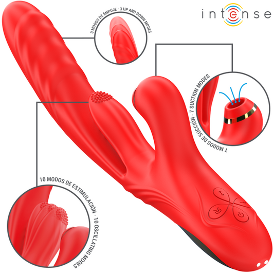INTENSE - KAROL VIBRATORE MULTIFUNZIONE SPINTA SU E GIU' STIMOLAZIONE E ASPIRAZIONE ROSSO