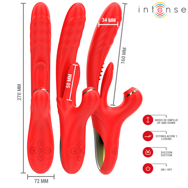 INTENSE - KAROL VIBRATORE MULTIFUNZIONE CON STIMOLAZIONE E ASPIRAZIONE ROSSO