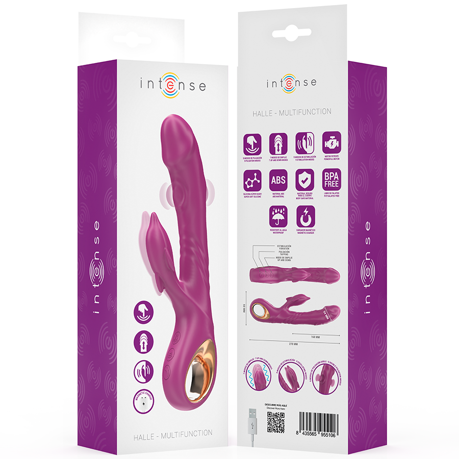 INTENSE - HALLE VIBRATORE MULTIFUNZIONE CON LINGUA STIMOLANTE  VIOLA