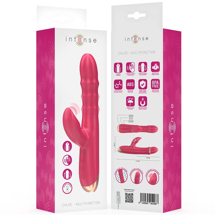 INTENSE - CHLOE VIBRATORE MULTIFUNZIONE 3 STIMOLAZIONI IN 1 ROSSO