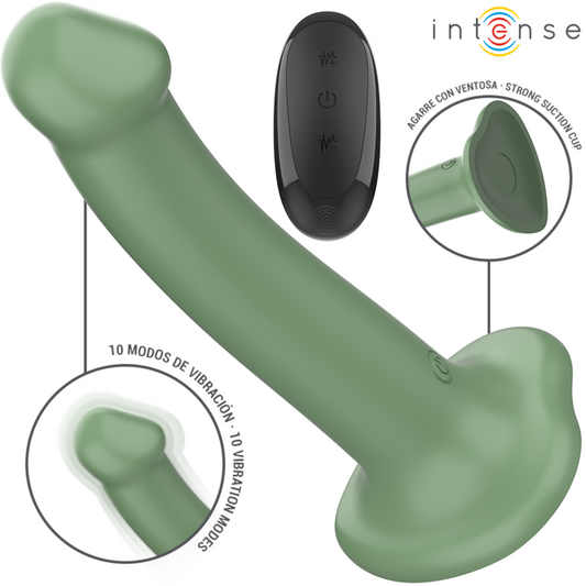 INTENSE - BECCA VIBRATORE CON VENTOSA 10 VIBRAZIONI CON TELECOMANDO VERDE