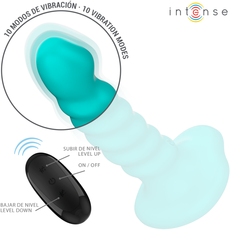 INTENSE - BUFFY VIBRATORE A SPIRALE 10 VIBRAZIONI TELECOMANDO S BLU
