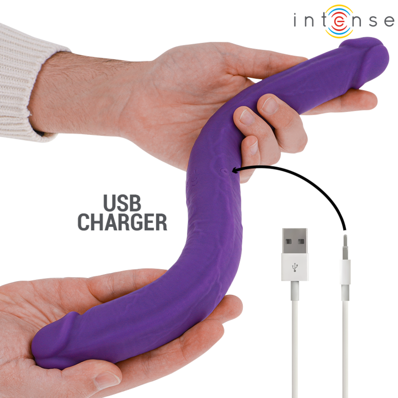 INTENSE - GUNTER DILDO DOPPIO VIBRATORE 40 CM TELECOMANDO VIOLA
