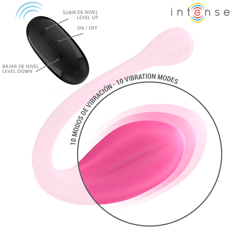 INTENSE - JANICE VIBRATORE AD U DOPPIA STIMOLAZIONE 10 VIBRAZIONI  TELECOMANDO ROSA