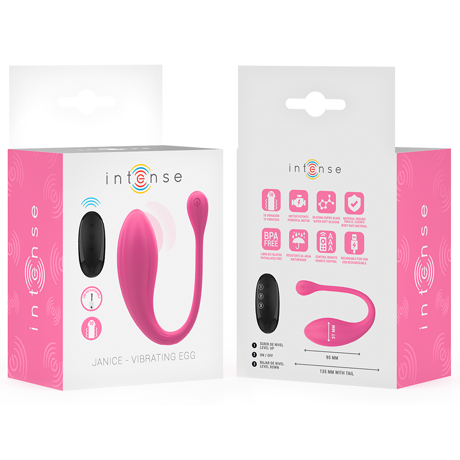 INTENSE - JANICE VIBRATORE AD U DOPPIA STIMOLAZIONE 10 VIBRAZIONI  TELECOMANDO ROSA