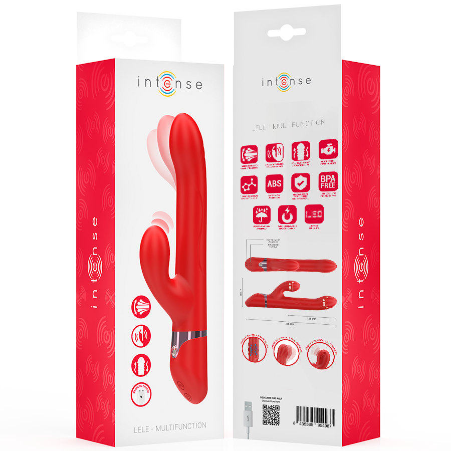 INTENSE - LELE VIBRATORE MULTIFUNZIONE ROTANTE OSCILLANTE E STIMOLANTE ROSSO