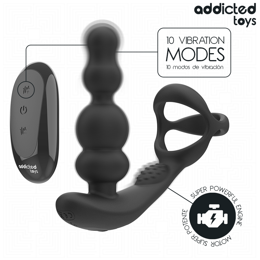STIMOLATORE PROSTATA VIBRANTE, ROTAZIONE MOTORIZZATA, TELECOMANDO WIRELESS