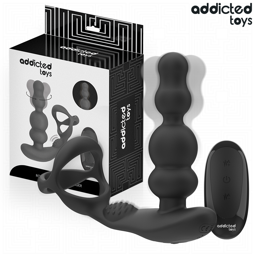 STIMOLATORE PROSTATA VIBRANTE, ROTAZIONE MOTORIZZATA, TELECOMANDO WIRELESS