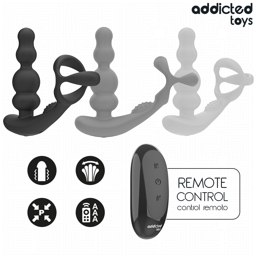 STIMOLATORE PROSTATA VIBRANTE, ROTAZIONE MOTORIZZATA, TELECOMANDO WIRELESS
