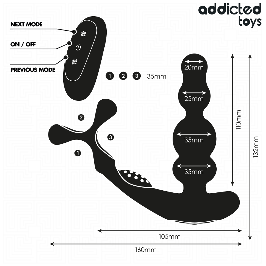 STIMOLATORE PROSTATA VIBRANTE, ROTAZIONE MOTORIZZATA, TELECOMANDO WIRELESS