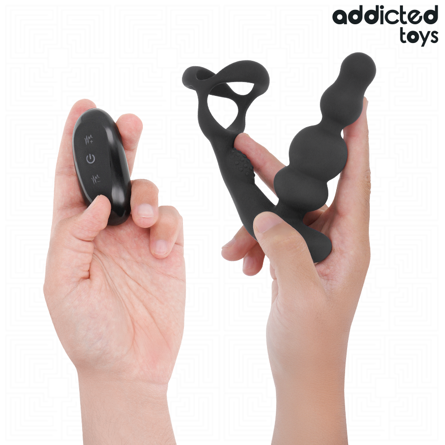 STIMOLATORE PROSTATA VIBRANTE, ROTAZIONE MOTORIZZATA, TELECOMANDO WIRELESS