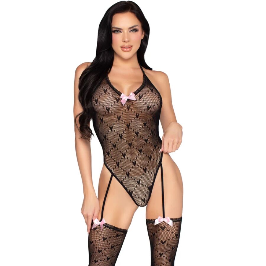BODY RETE SCHIENA SCOPERTA, REGGICALZE INTEGRATI, DESIGN SENSUALE