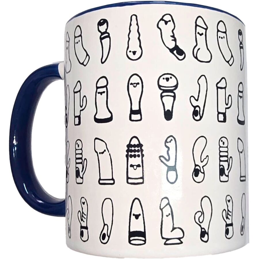 TAZZA VIBRATORI 370 ML, CERAMICA BIANCA, DESIGN EROTICO DIVERTENTE