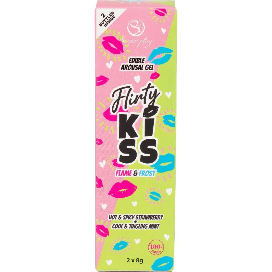 SECRETPLAY - FLIRTY KISS GEL PER IL SESSO ORALE AROMA FRAGOLA E MENTA 2 x 8 GR