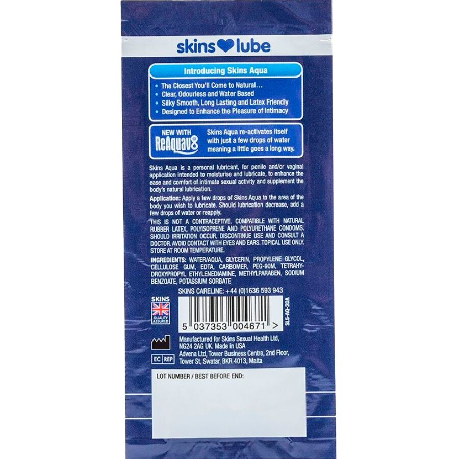 LUBRIFICANTE A BASE D'ACQUA, FORMULA NATURALE, MONODOSE 5 ML