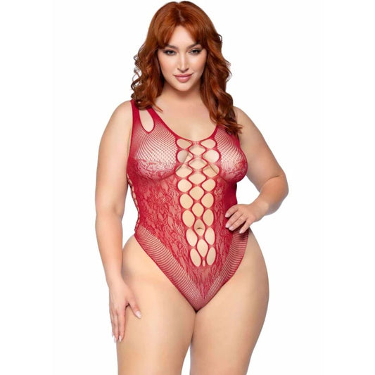 LEG AVENUE - 81641X BODY SENZA CUCITURE BORDEAUX TAGLIA 1X/2X