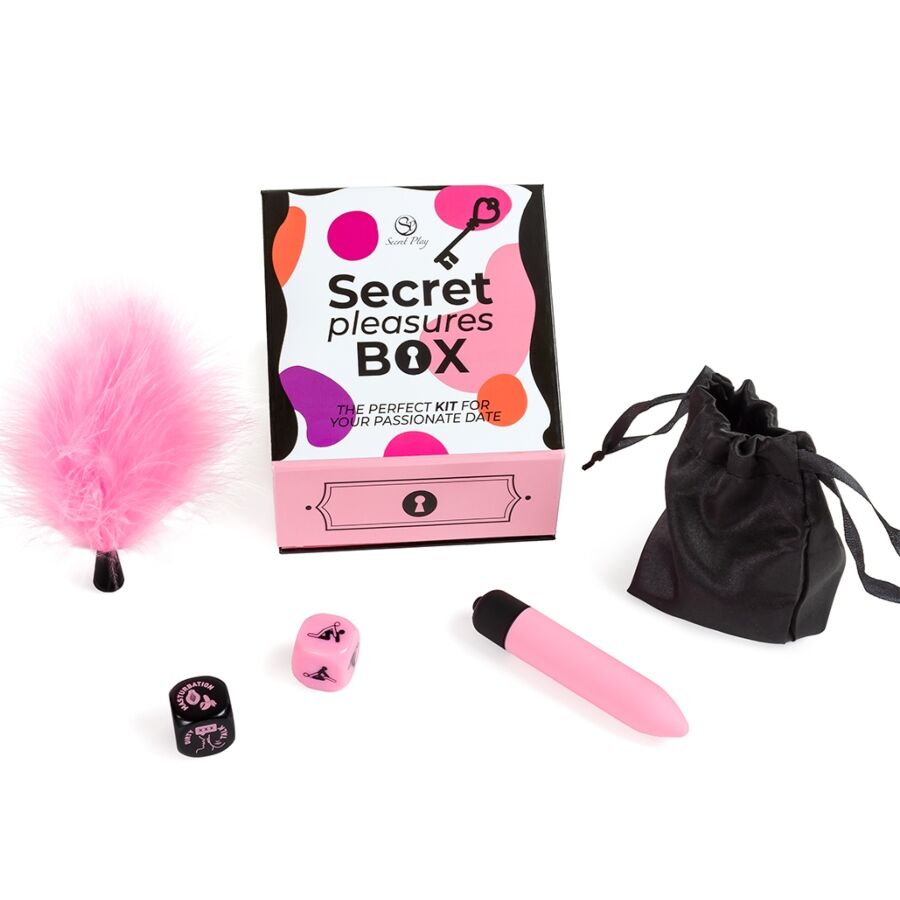 SECRETPLAY - PLEASURES BOX KIT DI COPPIA CON DADI + BULLET + PIUMA