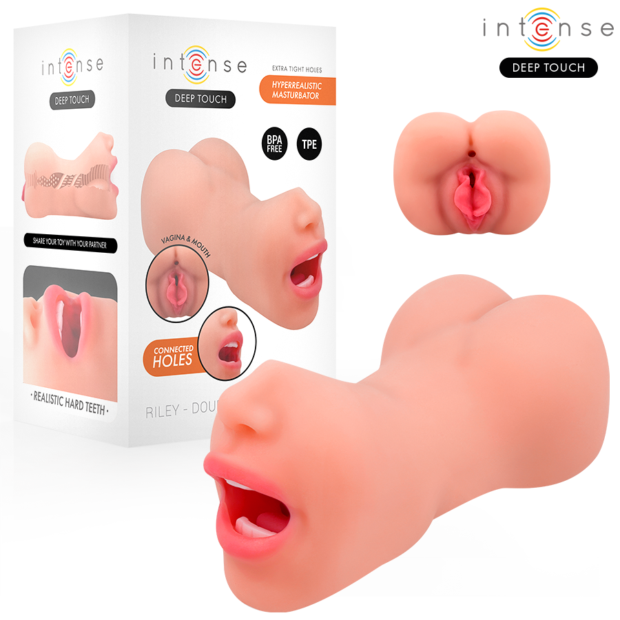 MASTURBATORE DOPPIO BOCCA E VAGINA, REALISMO INTENSO, TPE PREMIUM SENZA FTALATI