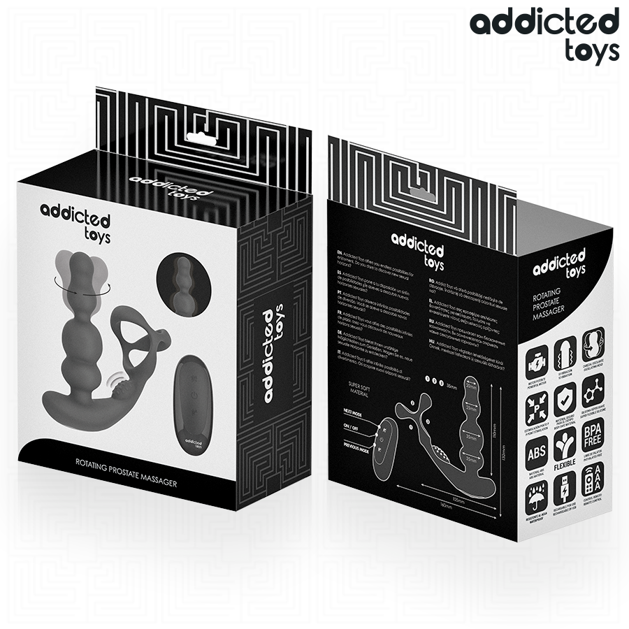 STIMOLATORE PROSTATA VIBRANTE, ROTAZIONE MOTORIZZATA, TELECOMANDO WIRELESS